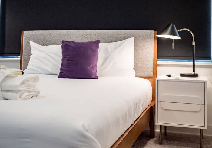 Cute bedside table and a small lamp2